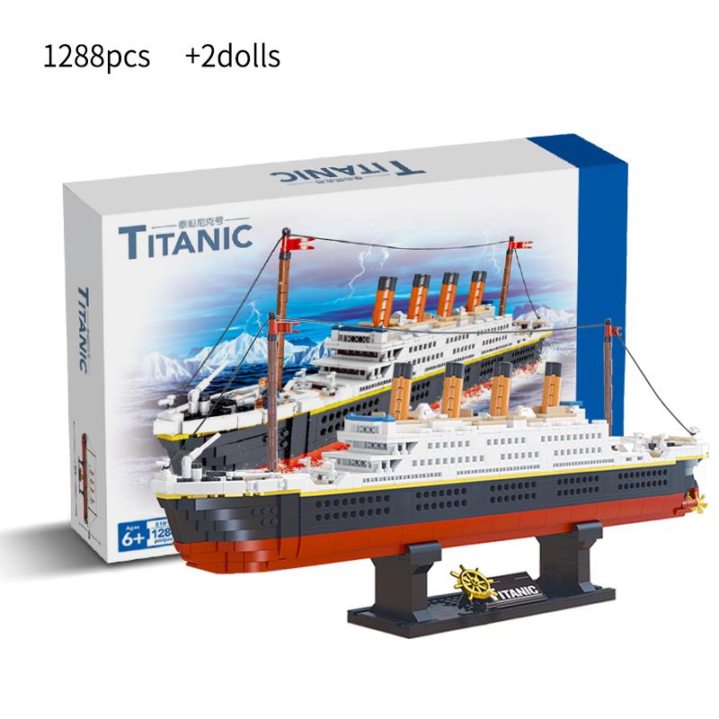 1288PCS City Mini RMS World Famous Movie Titanic Ship Building Blocks Friends Boat Figures Bricks Educational DIY Toys for Kids