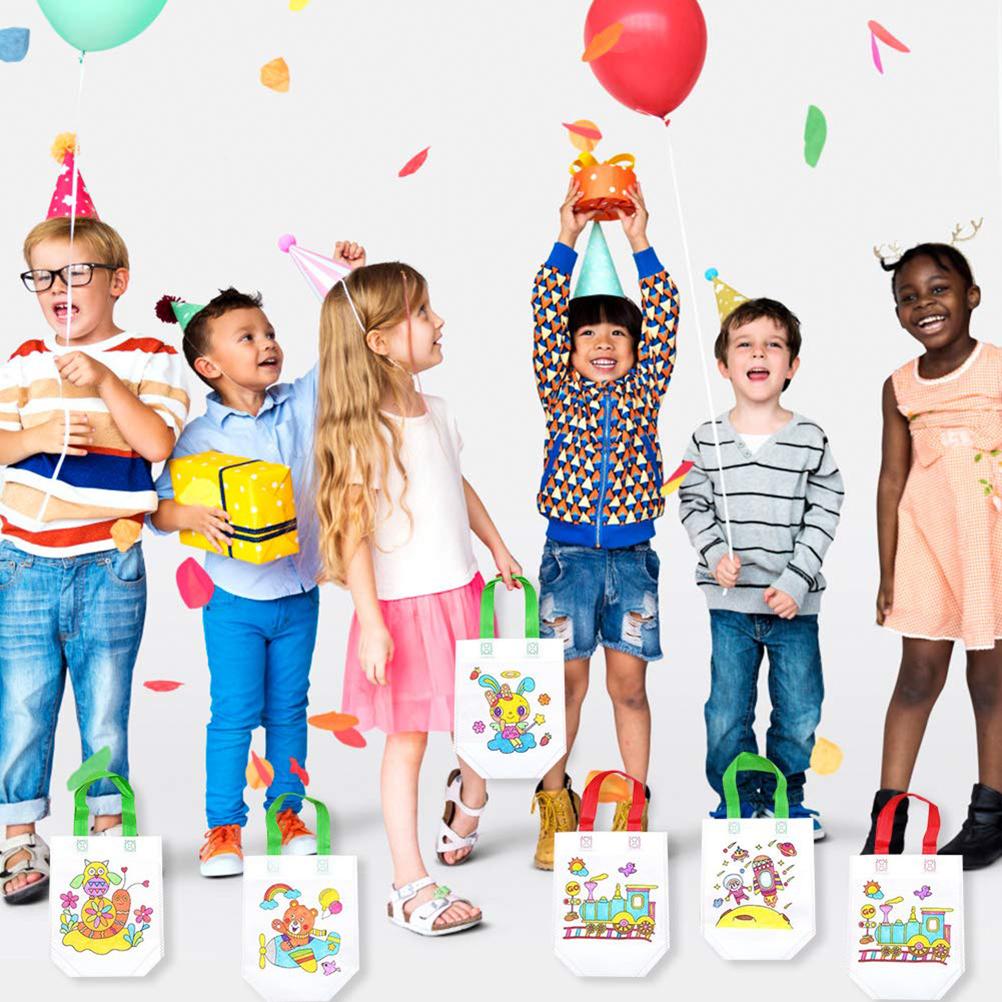 12 шт. сумка-тоут с граффити своими руками, нетканые сумки для продуктов для детей, декоративно-прикладное искусство, цветное наполнение, вечеринка