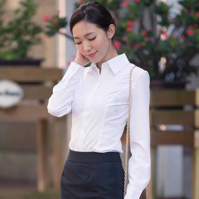 Spring Autumn Korean White Shirt Women's Lapel Shirts Ladies Long Sleeve Slim Fit Professional Tops
