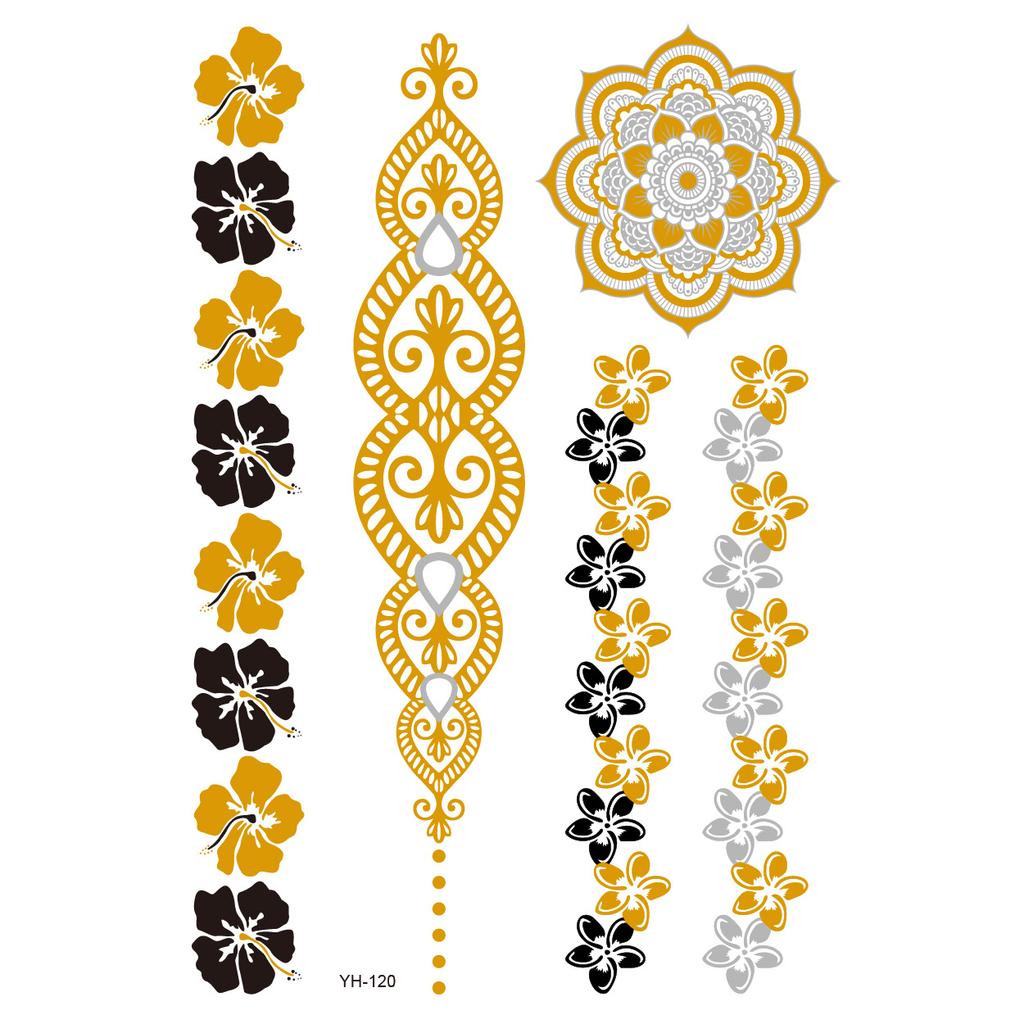 Metallic Gold Butterfly Tattoo Silver Waterproof Temporary Tattoos Stickers On The Body Women Men Boho Resort Style