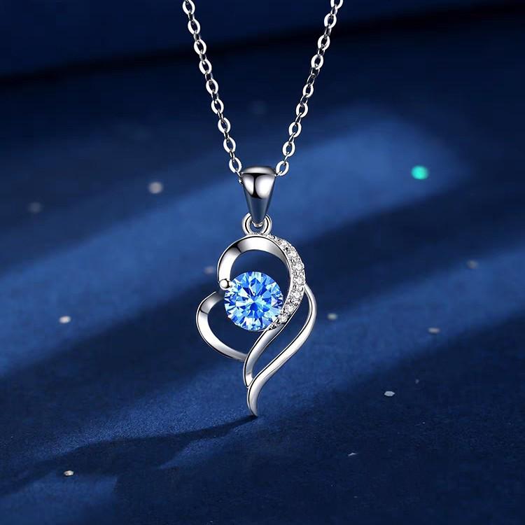 Серебряное ожерелье-сердце S925 с бриллиантами из циркония - 'Я люблю тебя с первого взгляда' Океанское сердце Ювелирные изделия