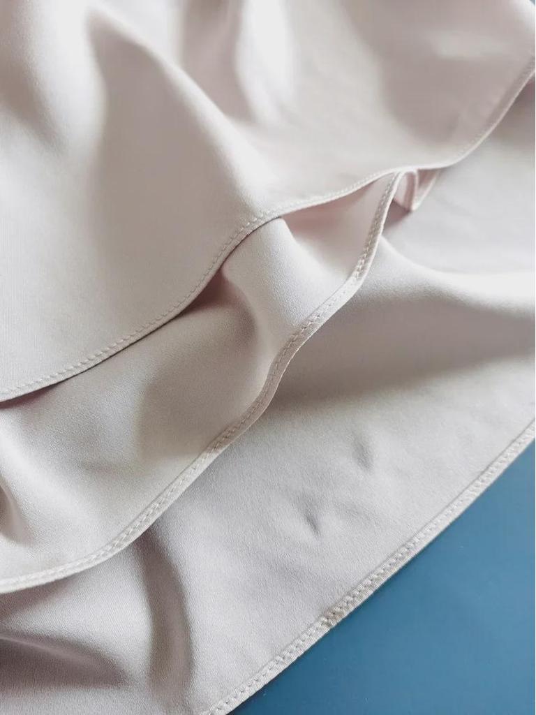 Clearance Women's V-Neck Long-Sleeve Silk Shirt - Fashionable Cream Pink with Swing Collar