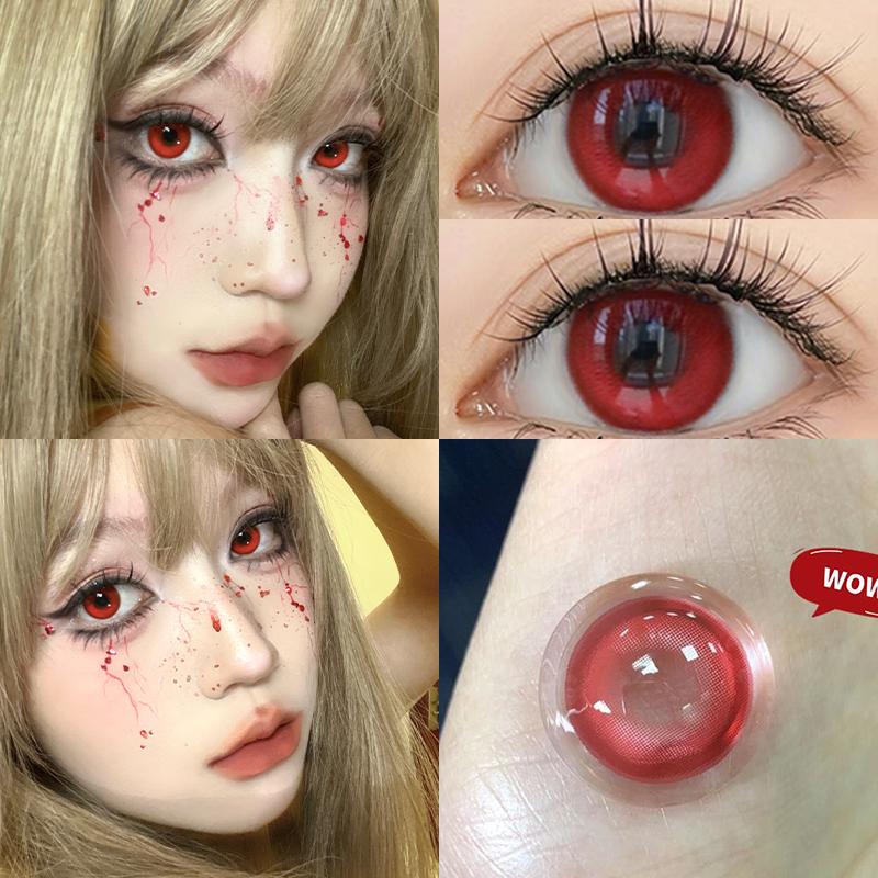 Красные контактные линзы на Хэллоуин с комическими глазами класса 14,5 мм, красные глаза вампира, косплей, костюм маленькой ведьмы на Хэллоуин, глаза, ежегодное использование