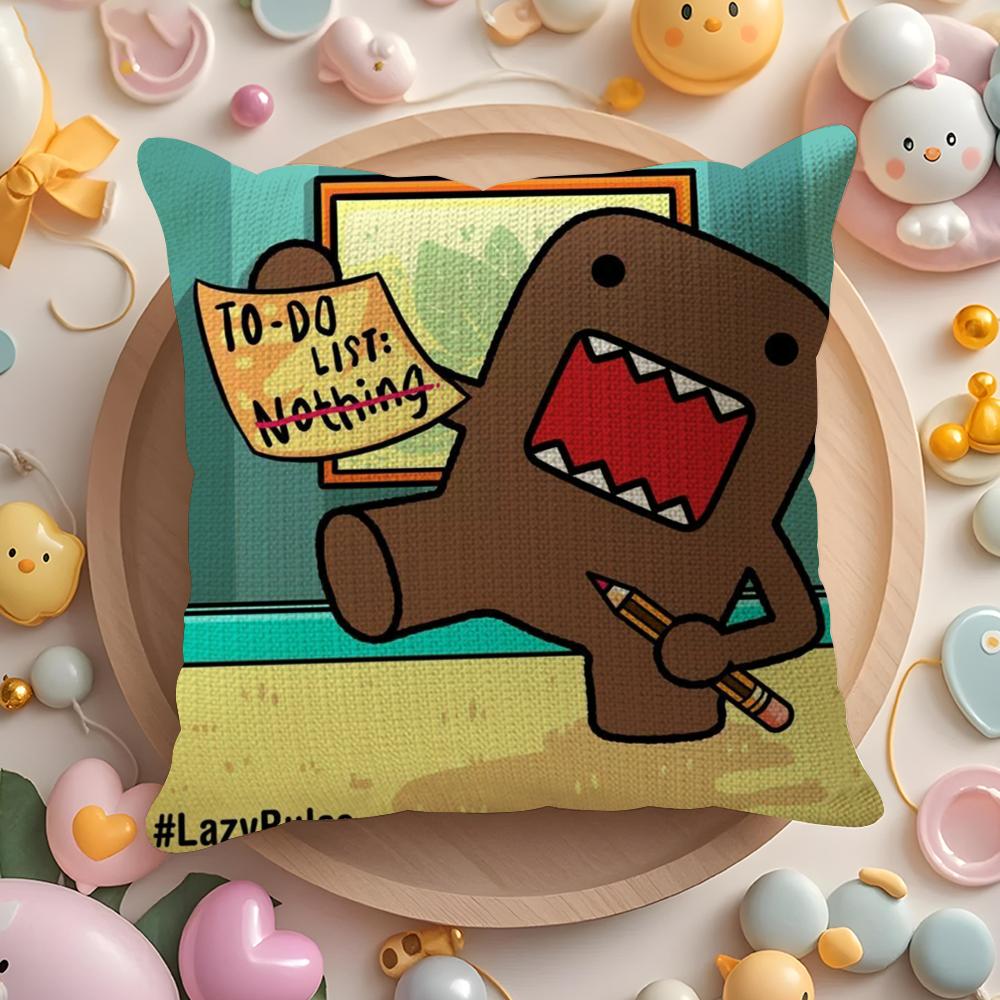 Мультяшная Забавная Наволочка Domo-Kun Льняная Органическая Ткань Двусторонняя Печать Дышащая Наволочка Диван Домашний Декор Подарок