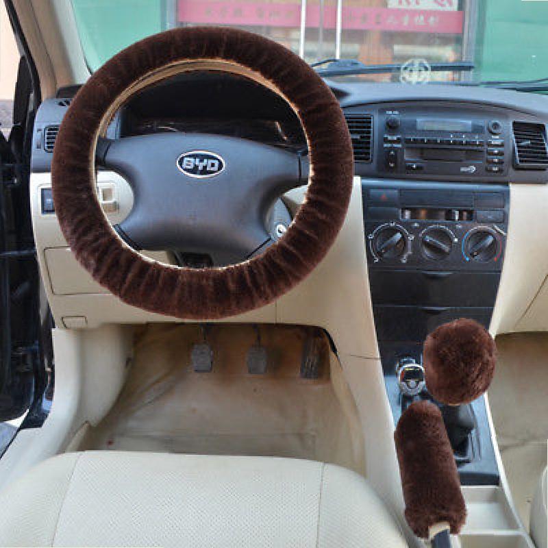 Универсальная Плюшевая Накидка на Руль Автомобиля Набор из Трех Частей Для Зимы С Противоскользящим Хватом Для Всех Сезонов