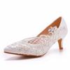  Fashion Wedding High Heels Shoes Bride White Shoes Woman Female Ankle Strap Pumps Women Dance Rhinestone Lace Party Shoe