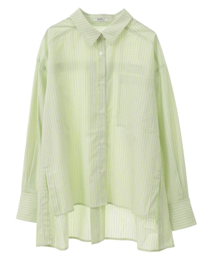 Повседневная полосатая рубашка Earth Music Ecology с боковыми разрезами для желтого цвета и для женщин,