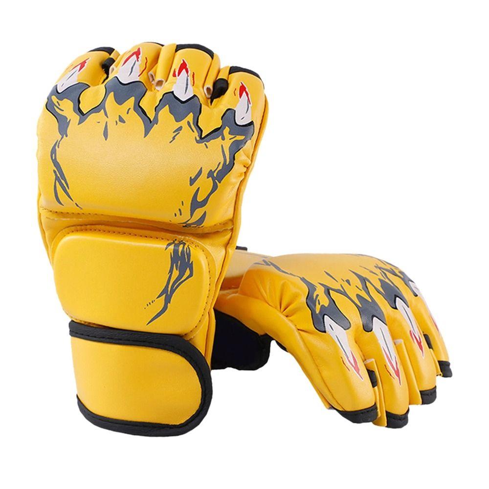 PU Taekwondo Gloves Half Finger Punching Gloves Durable Workout Gloves  for Men Women