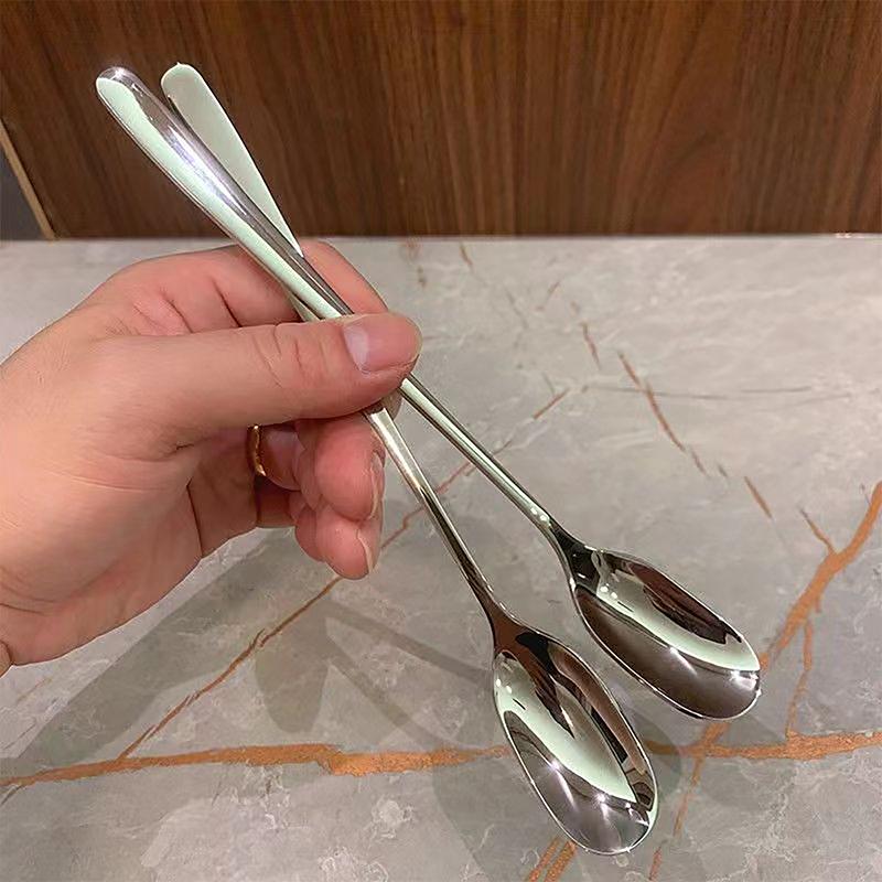 304 Нержавеющая сталь Длинная ручка Ложка для помешивания Кофе Чайные ложки Десертная ложка Ложка для помешивания Серебряные кухонные принадлежности