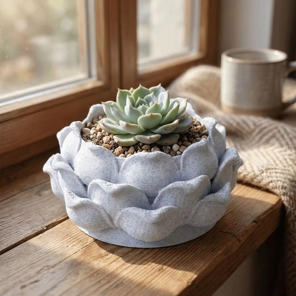 Lotus Shaped Succulent Plant Pot 3D Printed Flower Growing Pots Plastic Nursery Pots Yard