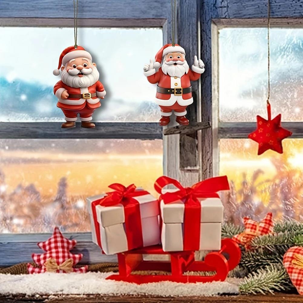 Украшение для рождественской елки Подвесные украшения Санта-Клауса для рождественской елки Набор деревянных рождественских украшений для вечеринки Мультяшный праздник