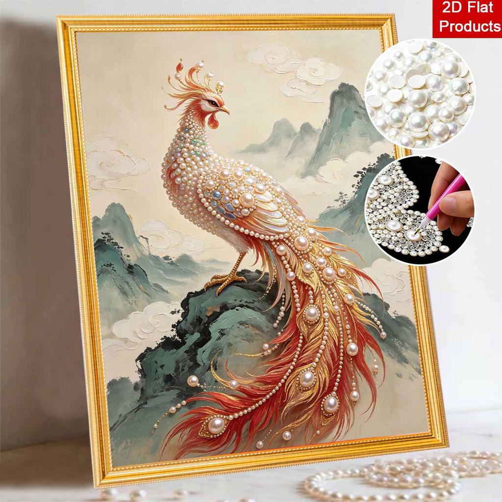 Pearl painting kit Phoenix bird oriental landscape painting art handmade diy home decoration painting