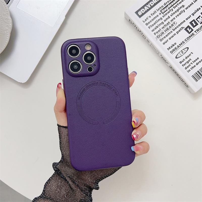 Прецизионная защита камеры с отверстием, беспроводная зарядка для кожаного чехла Magsafe для iPhone 15 14 13 12 Pro Max Plus, магнитный противоударный чехол-бампер