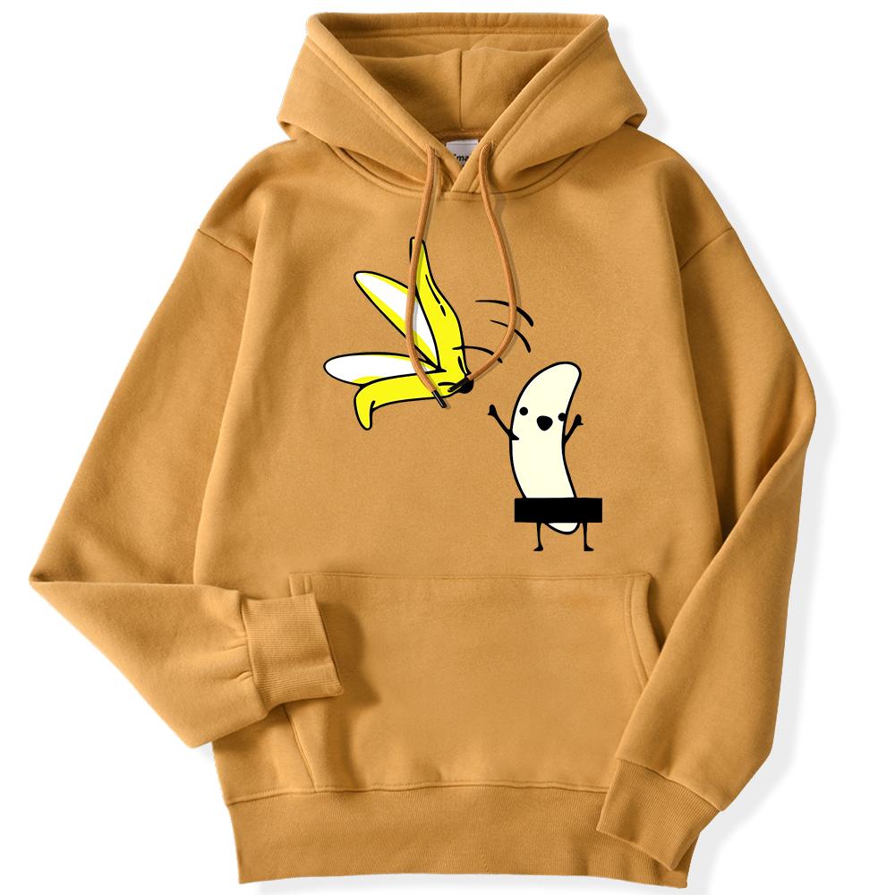 Street Ladies Hoodies Let's Take Off Our Banana Peel Funny Printing Clothing Comfortable Warm Sweatshirts Female Cute Streetwear