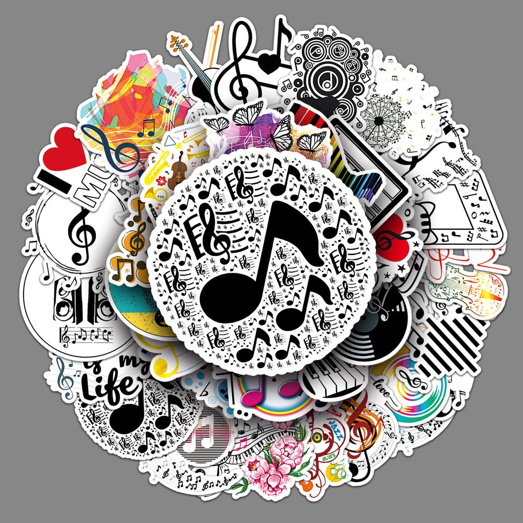 50 Музыкальных Символов Дудл Мультяшные Декоративные Наклейки Дудл для Водной Чашки, Чемодана, Ноутбука