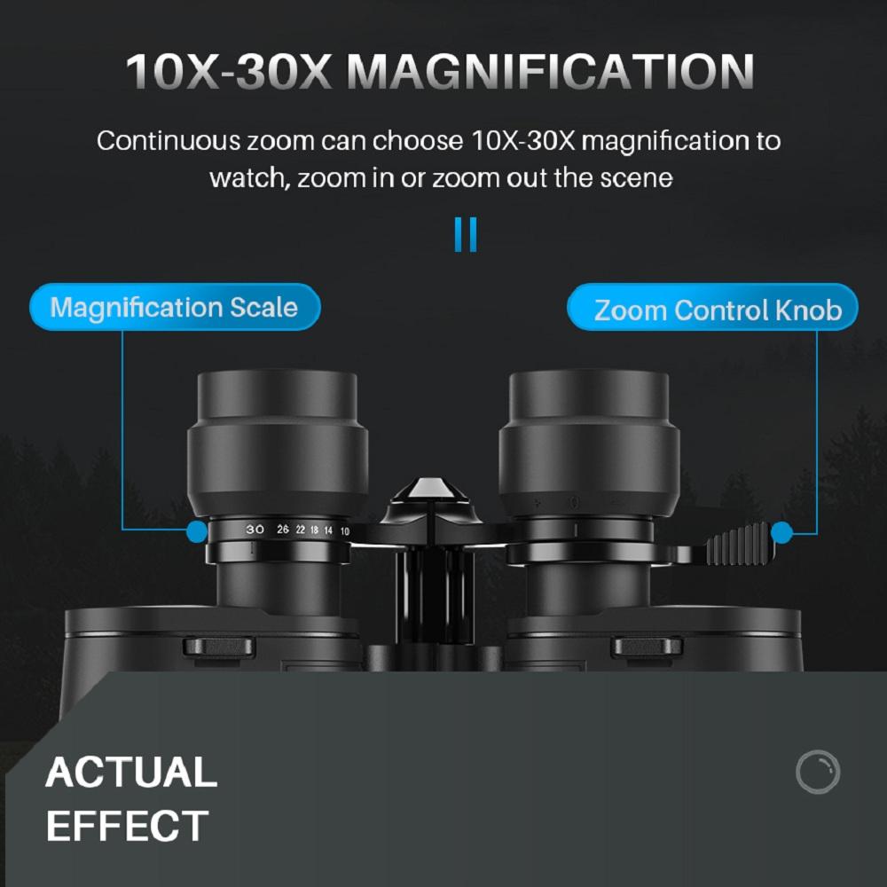 APEXEL 10-30X50 Binoculars Long Range High Magnification Compact HD Spyglass Powerful Binoculars for Hunting Camping Equipment