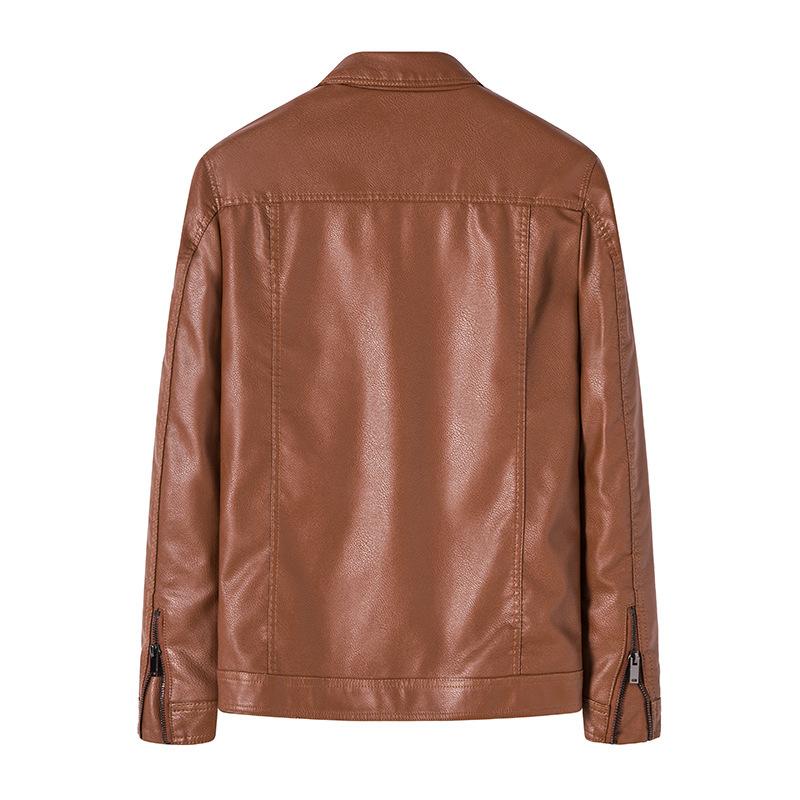 Осенне-зимняя повседневная мужская кожаная куртка с лацканами, деловая тонкая кожаная куртка на молнии, мужская куртка из искусственной кожи, модная