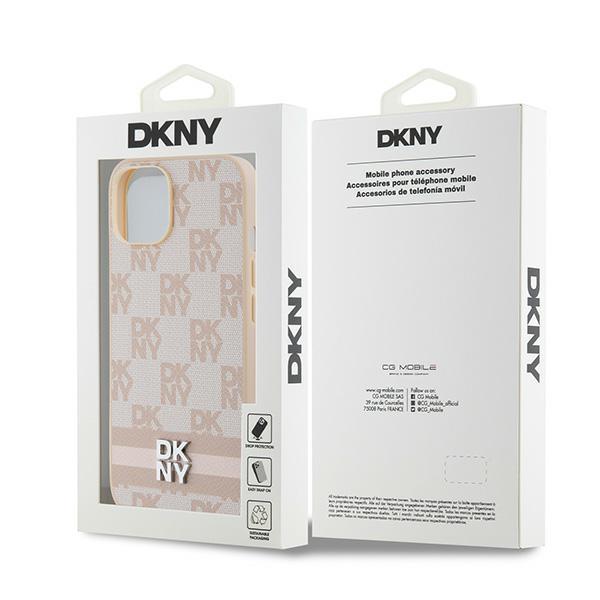 Dkny Dkhcp14Spcptssp Iphone 14 / 15 / 136.1 Różowy/Pink Hardcase Leather Checkered Mono Pattern & Printed Stripes