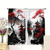 2 Pieces Japanese Series of Landscape Ink Paintings Printed Curtains, Pole Bag Curtains 42*84, Home Decoration, Room Decoration