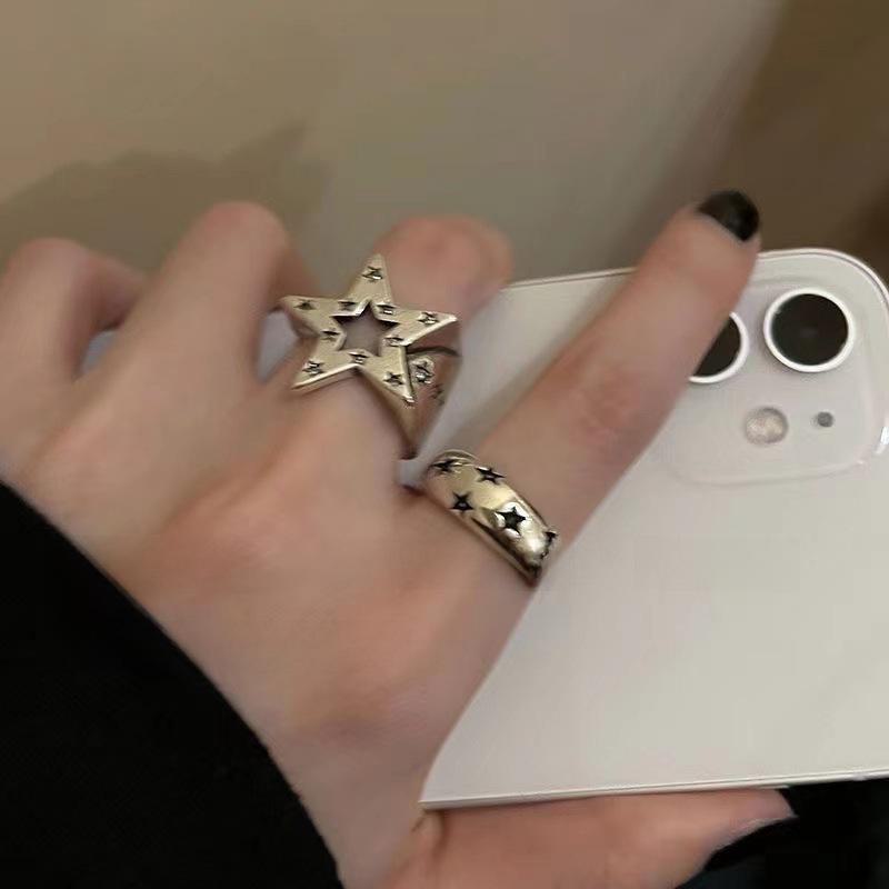 Trendy Korean Retro Five-Point Star Open Ring - Unisex Cold Style