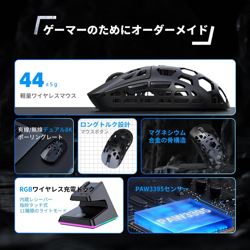 Alloy L1 Dual 8KHz Gaming Supports 8KHz Polling 26000 DPI Lightweight Equipped with PAW3395 HUANO Micro Magnetic Charging For Gamers [Magnesium