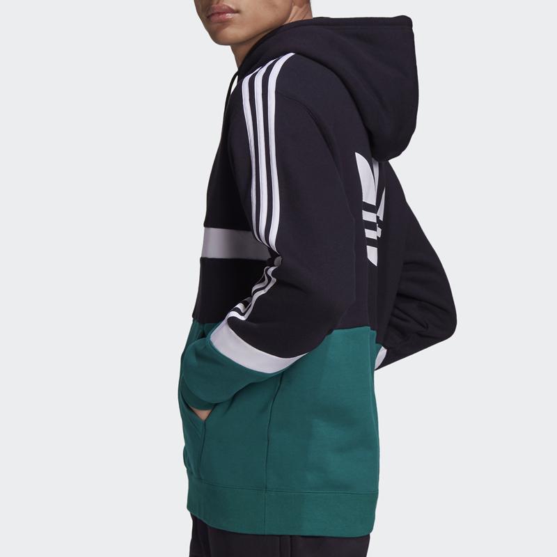 adidas Мужская толстовка с капюшоном Originals SPRT US FT OH, Colorblock, Черно-зеленая GJ6718