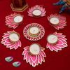 Rangoli Tealight for Diwali, Event Decoration, Home Decoration, Wedding and Religious Festival (Lotus Decor - 7 Pc)