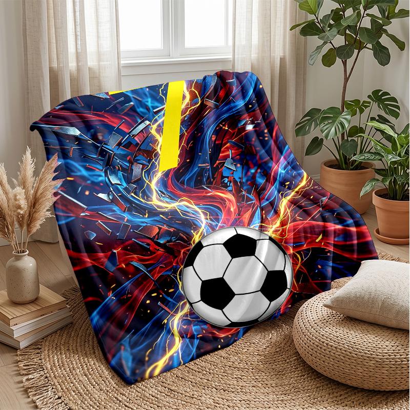 Soccer Ball Lightning Energy Theme blanket Lightweight Warm Flannel Blanket Decorative Throw Blanket for Home Decoration