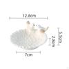 12.8 Cm Round Porcelain Jewelry Tray for Earrings And Business Cards with 2 Bird Statues As A