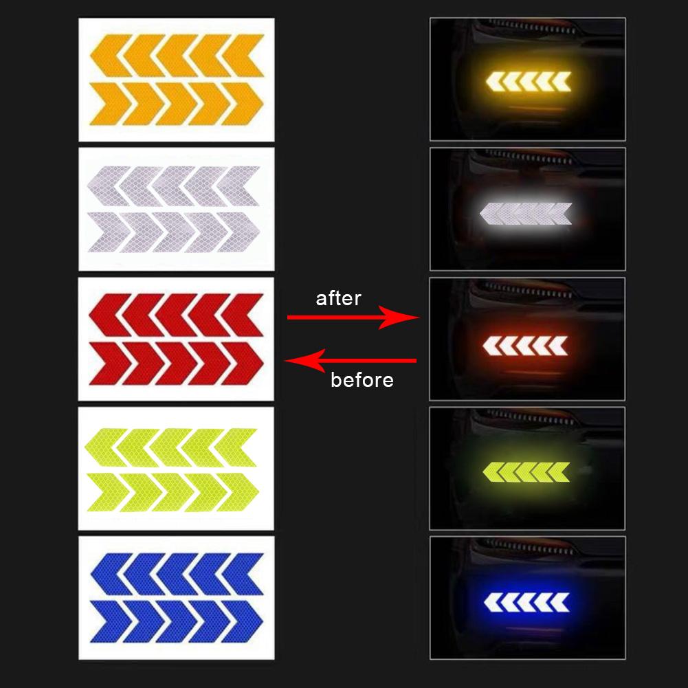 2Pcs Car Reflective Sticker Arrows Pattern Warning Decals For Motorcycle Auto Tail Bar Bumper Safety