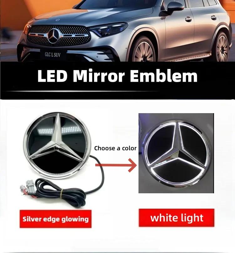 Автомобильная наклейка Горячая 2026 Новая Для Benz Звездный Эмблема на Переднюю Решетку для Автомобиля Белый, Синий и Светодиодная Подсветка Логотипа для Mercedes Benz W20