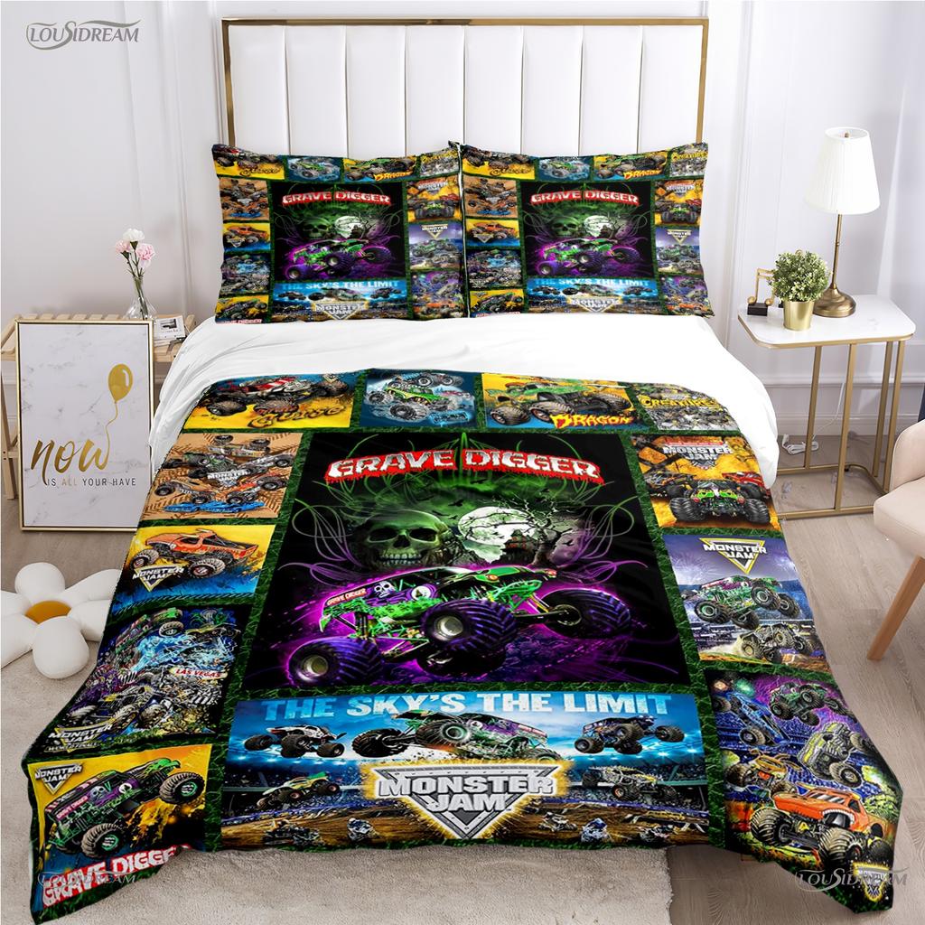 Monster Jam Truck Casal All Season Duvet Cover Comforter Bedding Set Soft Quilt Cover and Pillowcases Single/Double/Queen/King