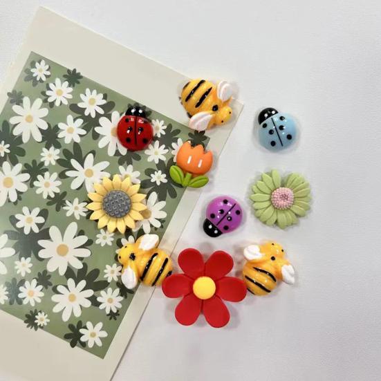 10 шт. мультяшный магнит на холодильник с изображением животных и цветов для домашнего офиса, кухни, шкафчика, холодильника, магнитный 3D-набор пчел, божьей коровки, тюльпана, подсолнуха, украшение