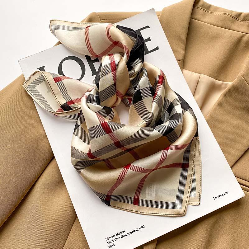 TOP 100% Silk Scarf Bright Color Floral Print Scarfs Shawls For Women 53cm Square Scarf Hangzhou Thin Summer Bag ScarfsSca