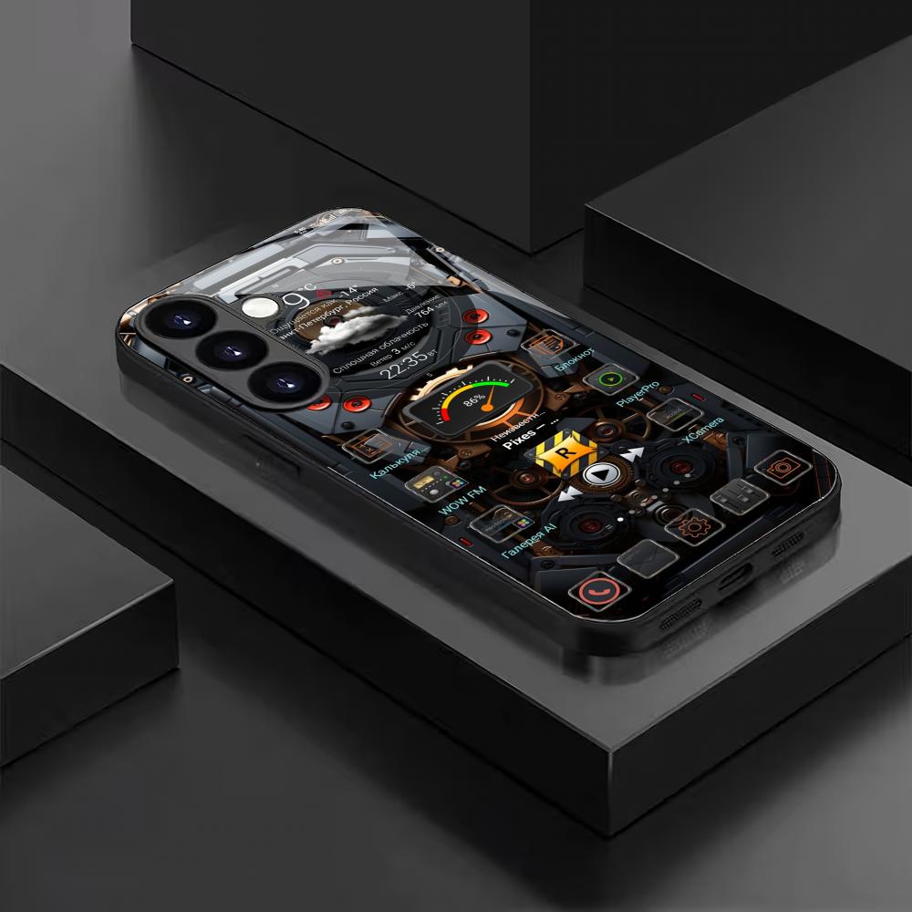 Закаленное стекло с механическим узором для телефона, подходит для Samsung Galaxy S26 S25 S24 S23 S22 S20 FE/Ultra/Plus, противоударный