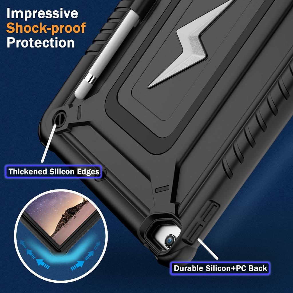 Чехол для планшета iPad 10.2 (2021)/(2020)/(2019)/Про 10,5-дюймовый (2017) Чехол-подставка из ПК + силикона с плечевым ремнем