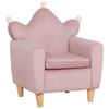 Pink Velvet-Effect Children's Armchair with Crown Backrest. 50.2x41.9x57.8cm