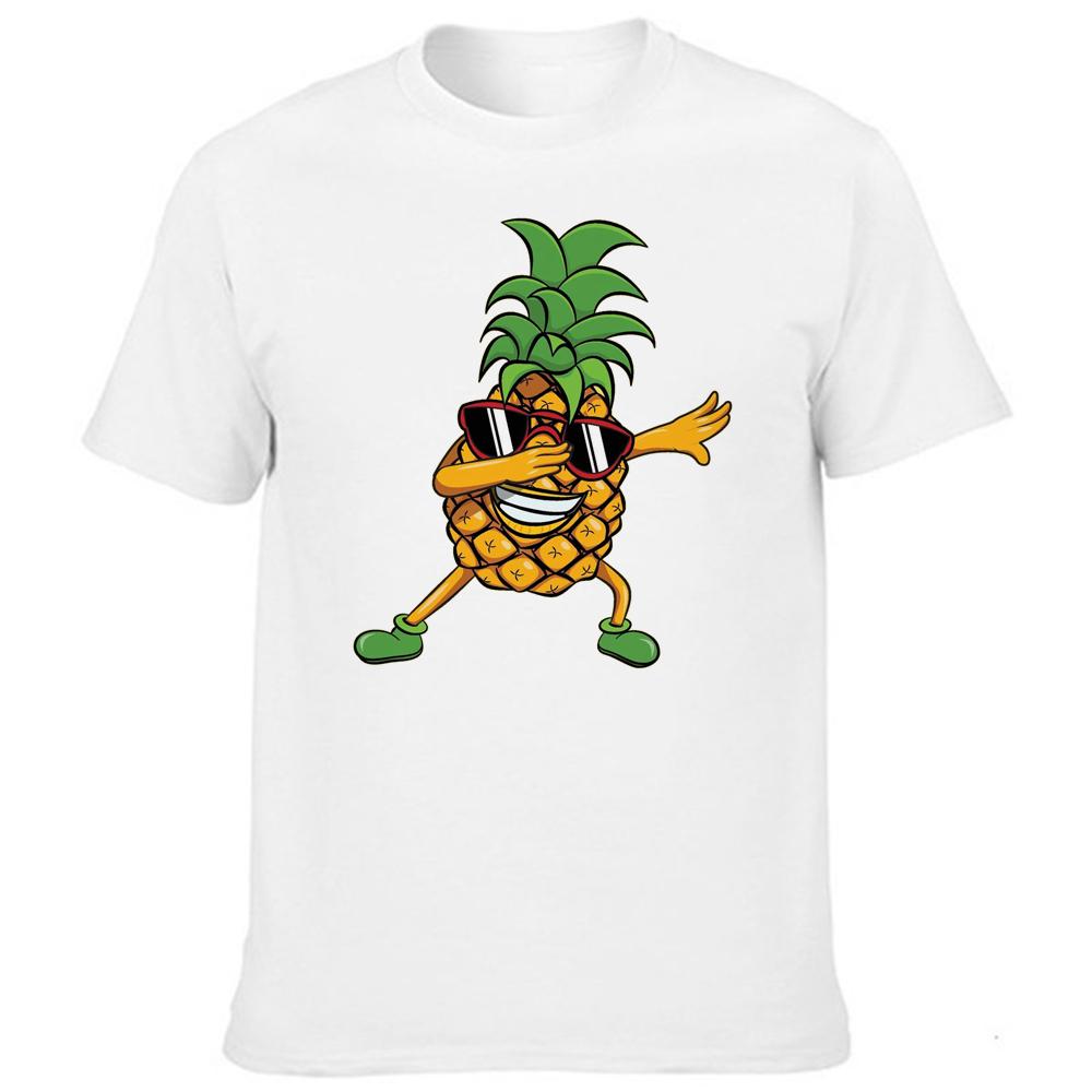 Men Clothes Pineapple Pizza Fruit Printed Funny Aesthetic Shirt Leisure Short Sleeve O Neck T