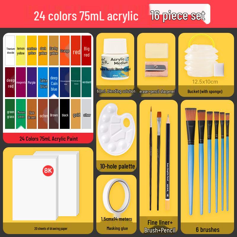 Montmartre 75ml Waterproof Non-Fading Acrylic Paint Set: Perfect for Children’s Textiles and Art Projects, Sunscreen Formula