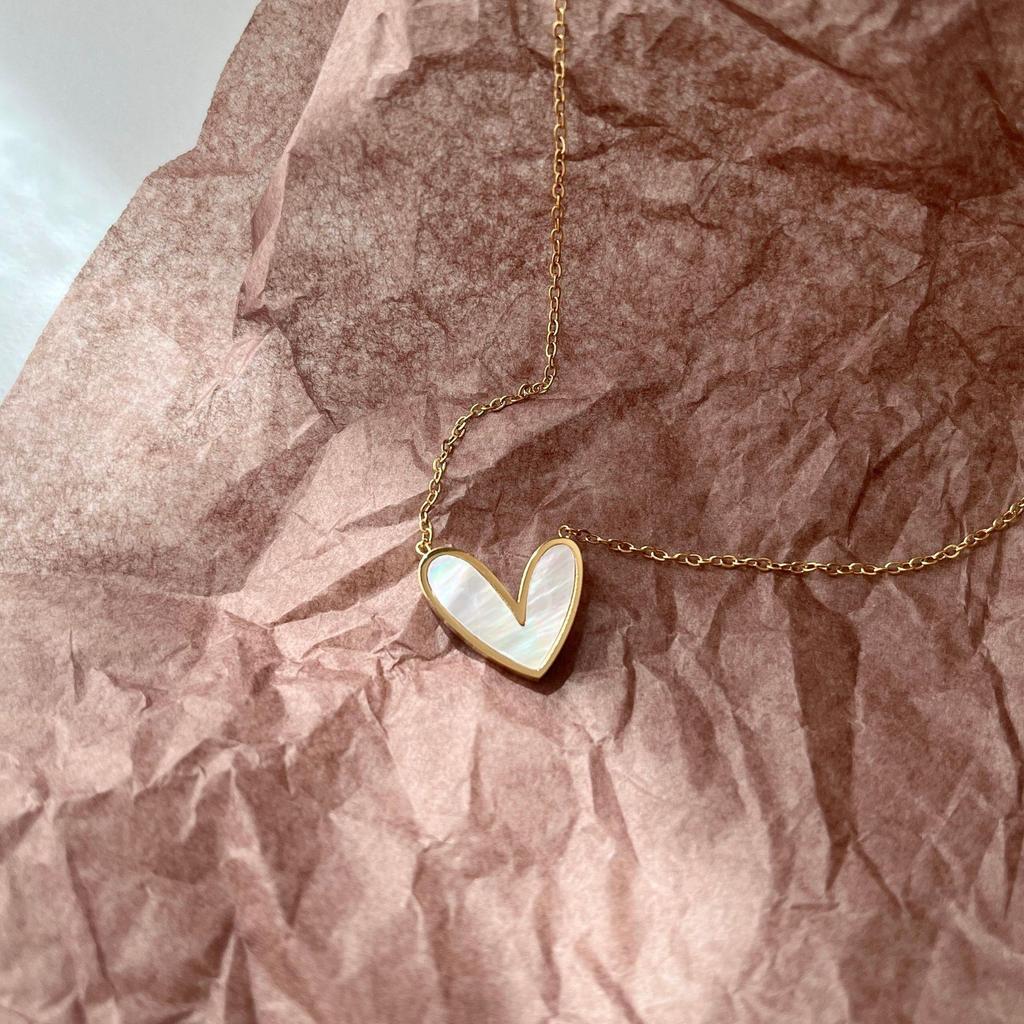 Heart-shaped Necklace & Simple Retro Titanium Steel Earrings - Fashionable, Non-fading Jewelry Set