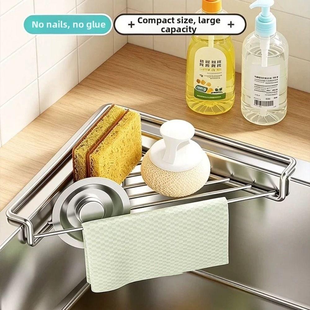 Stainless Steel Sink Corner Rack Waterproof Sink Storage Holder Sink Drain Shelf Bathroom