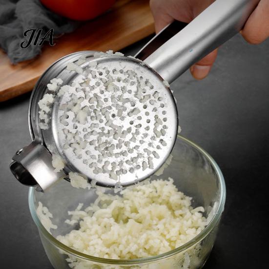 Manual Potato Ricer Stainless Steel with T-shaped Handle, Handheld Garlic Easy Squeeze Lever Juicer Press, Multifunctional Kitchen Tool for