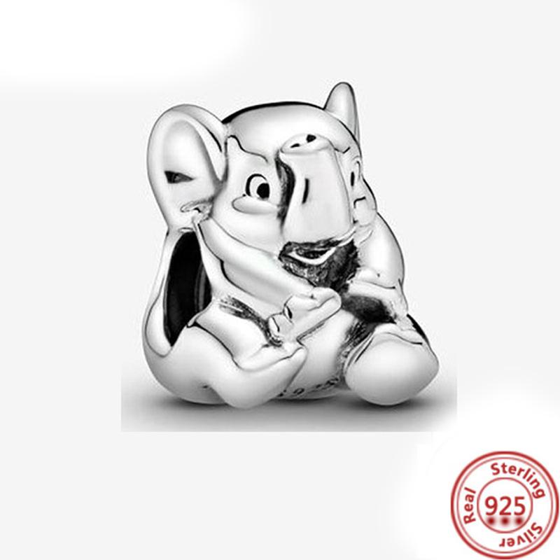 925 медь Милая серия животных Кошка Собака Слон Единорог Птица Подвеска Бусины удачи Подходят для оригинального браслета с шармами Pantaro DIY Циркон