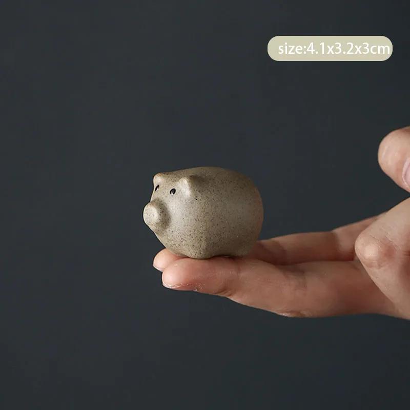 1Pc Chinese Zodiac Pottery Small Tea Pet Handmade Sculpture Crafts Animal Statue Ornaments Tea Figurine Decoration Tea Set Decor