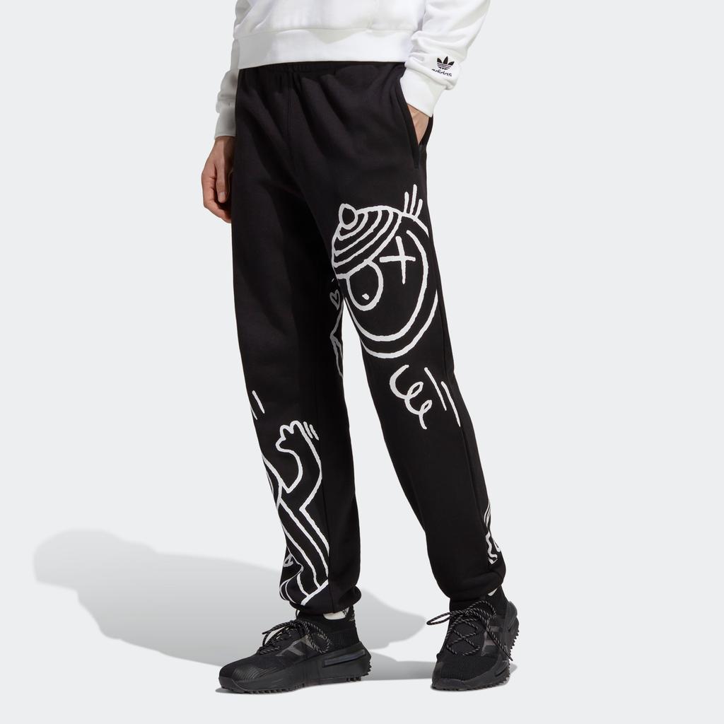 adidas Мужские джоггеры с граффити Originals Trefoil X André Saraiva, черные IA6399