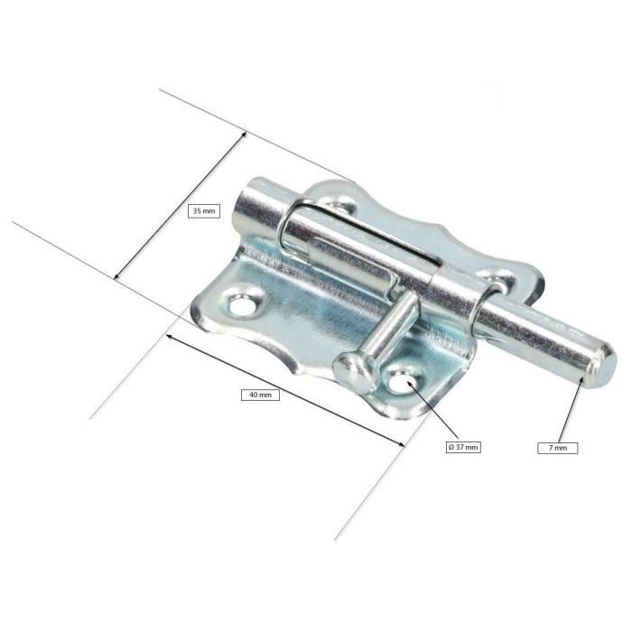 Verrou de porte à pêne coulissant KOTARBAU - 40 mm - Acier - Revêtement en poudre - Argent