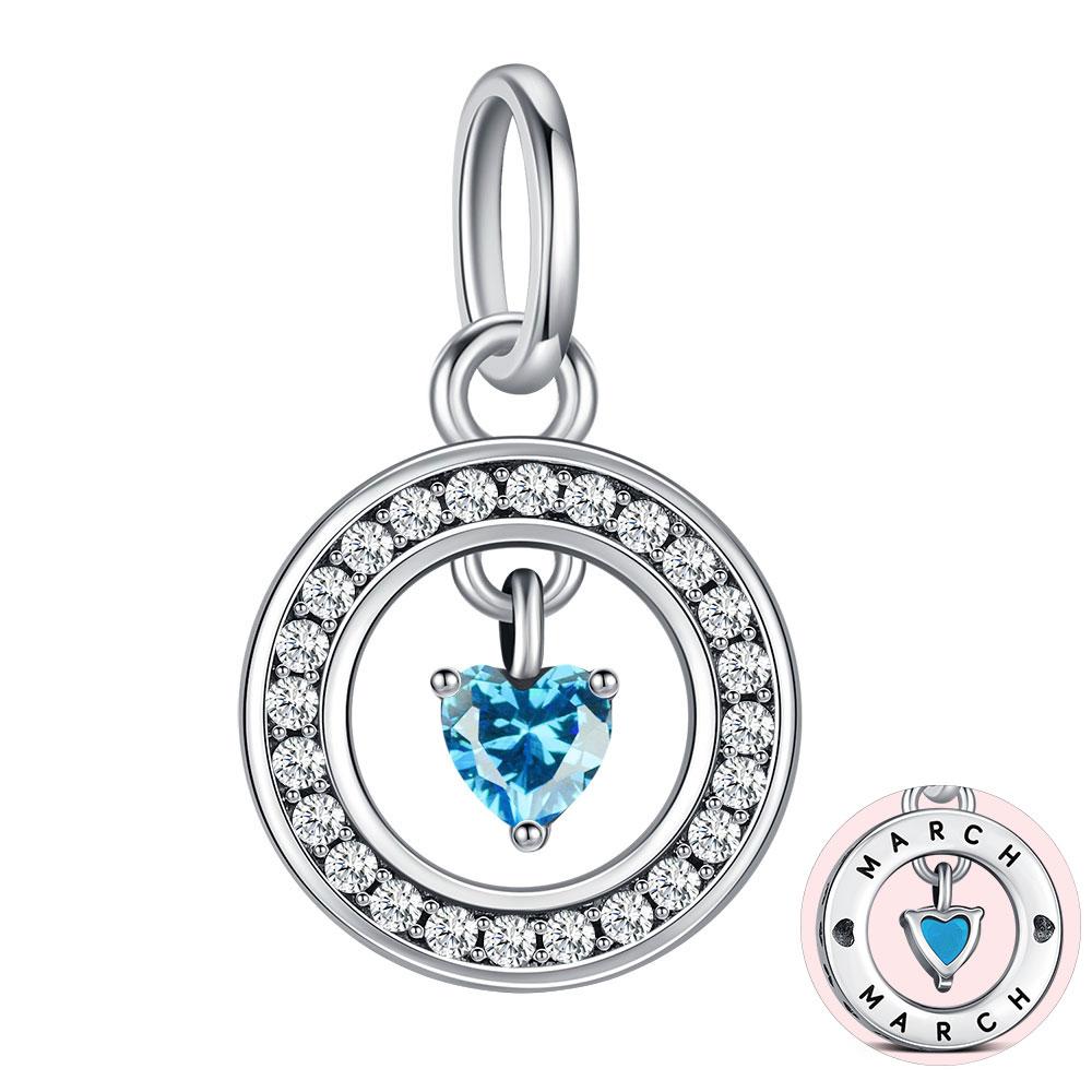 S925 Silver Lucky Month Birth stone Charm Fit Bracelets Diy For Women Pendant Colorful 12 Month Charm