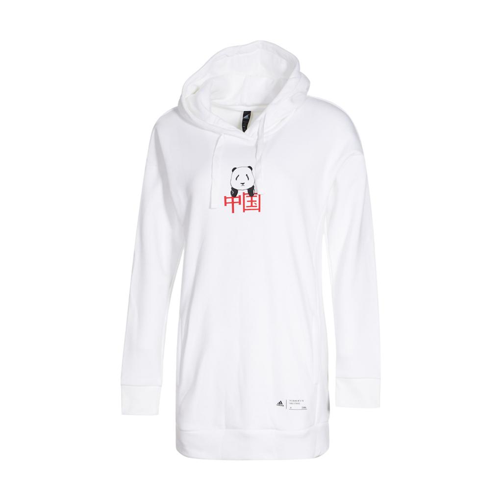Adidas Fleece-Lined Thick Warm Pullover Hoodie with Long Sleeves Women Hoodie White GH7806