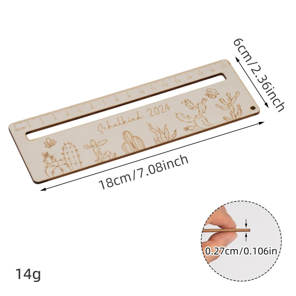 1 Piece Cute Cartoon Wood Straight Ruler Kawaii Tools Stationery Cartoon Drawing Christmas Gift Office School Measuring