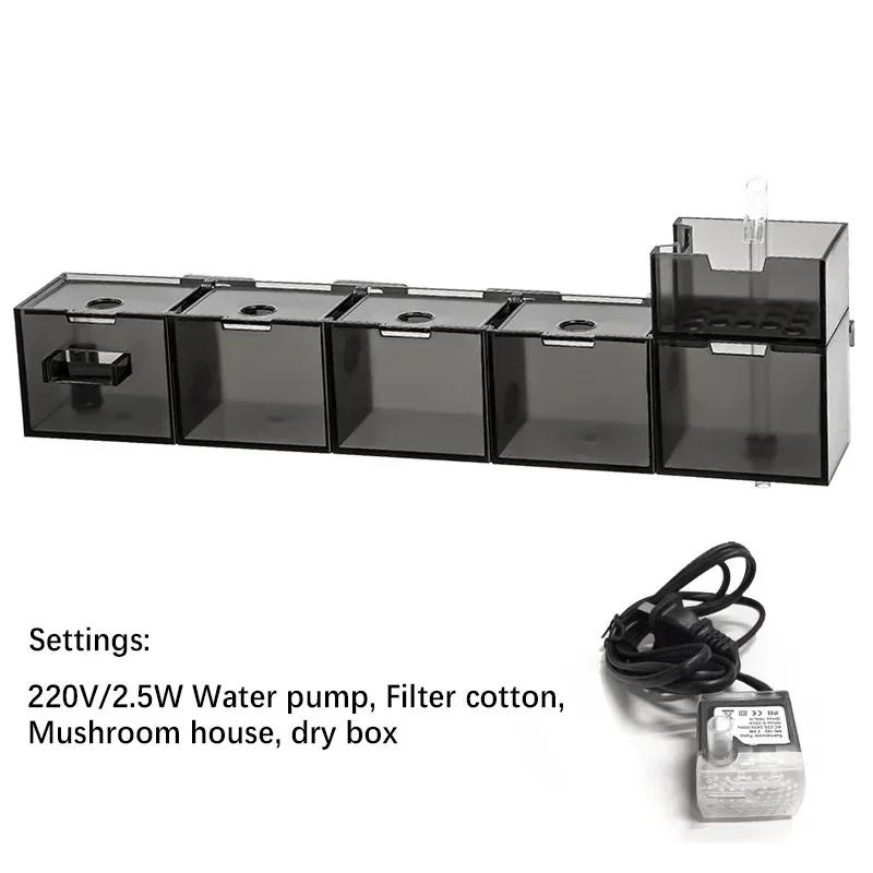 Фильтр 3-в-1 Водопад Аквариум Черепаха Аквариум Настенный Встроенный Бесшумный Фильтр Коробка Циркуляция Воды Очиститель Воды